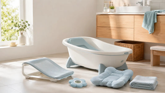 Accessoires essentiels pour sécuriser le bain d’un nouveau-né autour d’une baignoire bébé moderne
