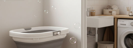 Baignoire bébé compacte utilisée dans un petit appartement avec espace réduit