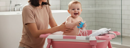 Baignoire bébé stable utilisée régulièrement pour le bain quotidien