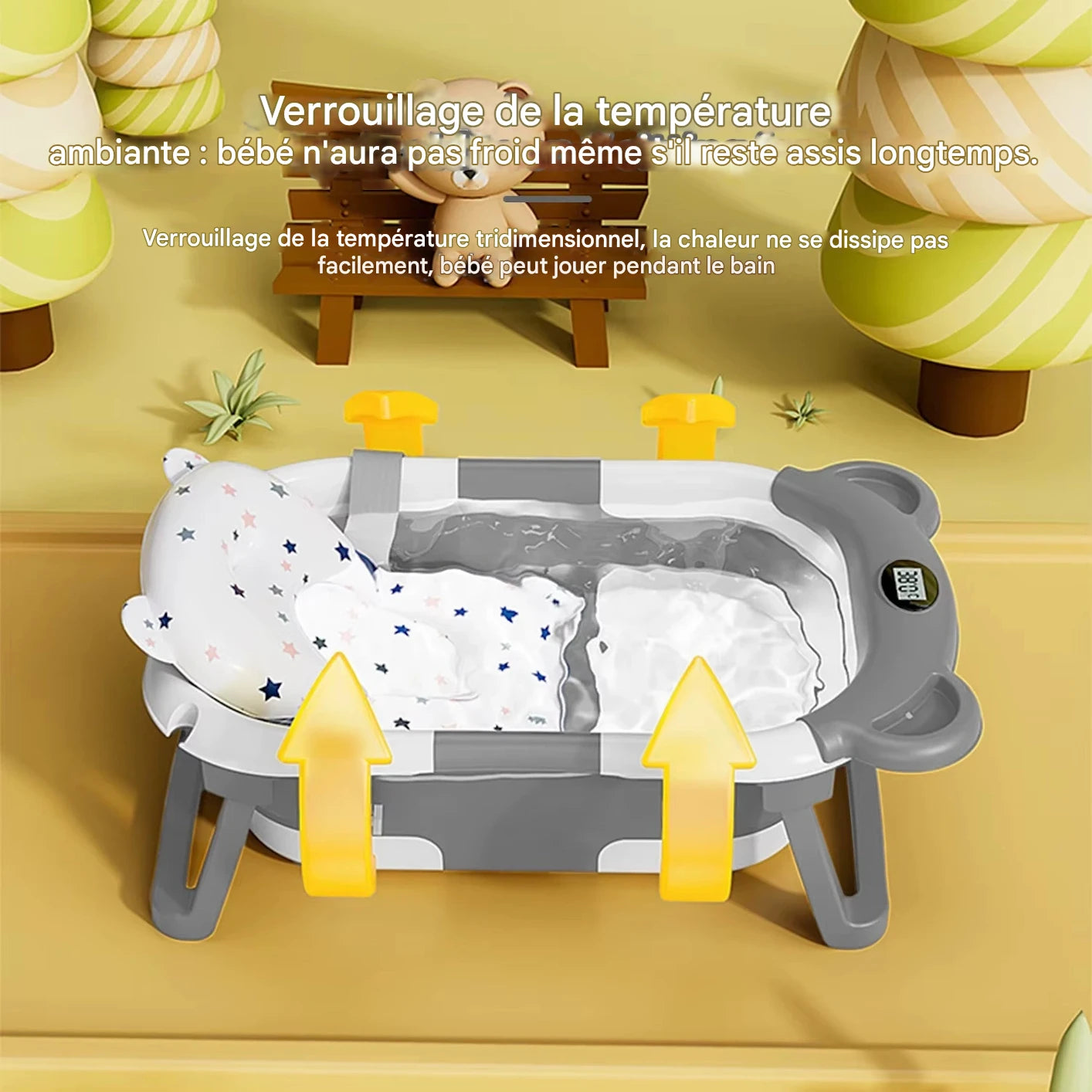 Baignoire bébé pliable Ourson avec système de maintien de température