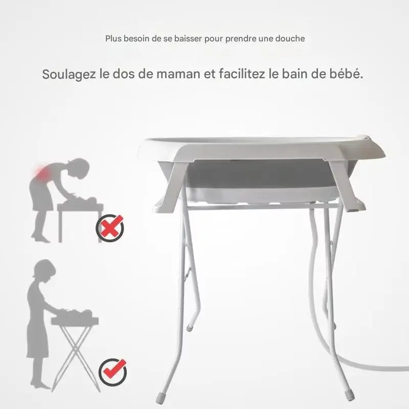 shéma baignoire bébé sur pied utilisation