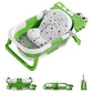 Baignoire bébé pliable verte forme crapaud avec coussin de maintien pour bain sécurisé