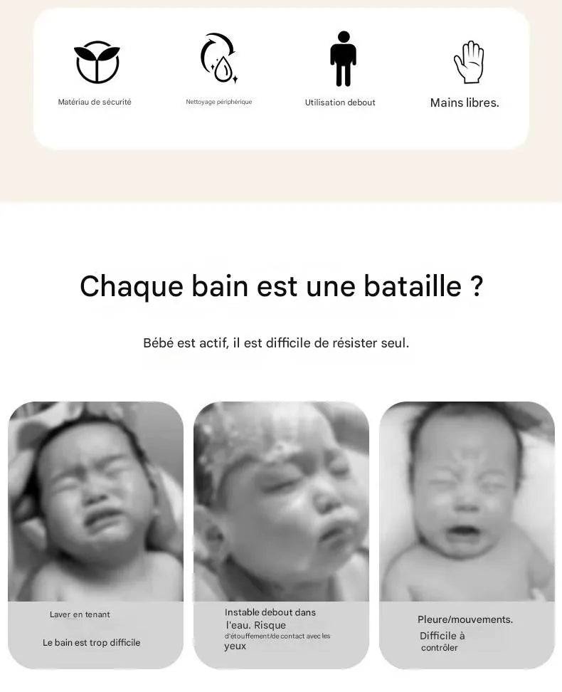 Support de bain bébé sur pied antidérapant – maintien ergonomique