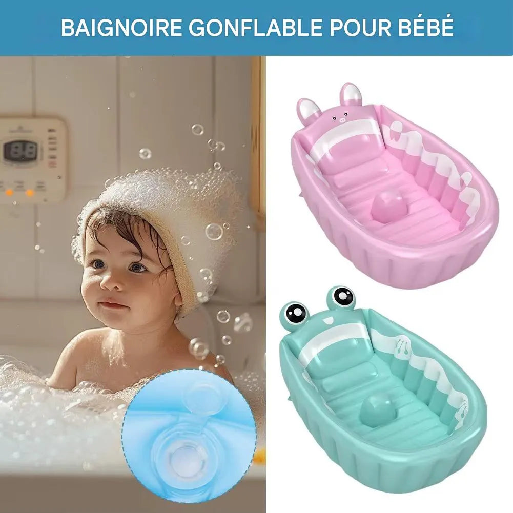 Baignoire bébé gonflable évolutive : bébé dans le bain