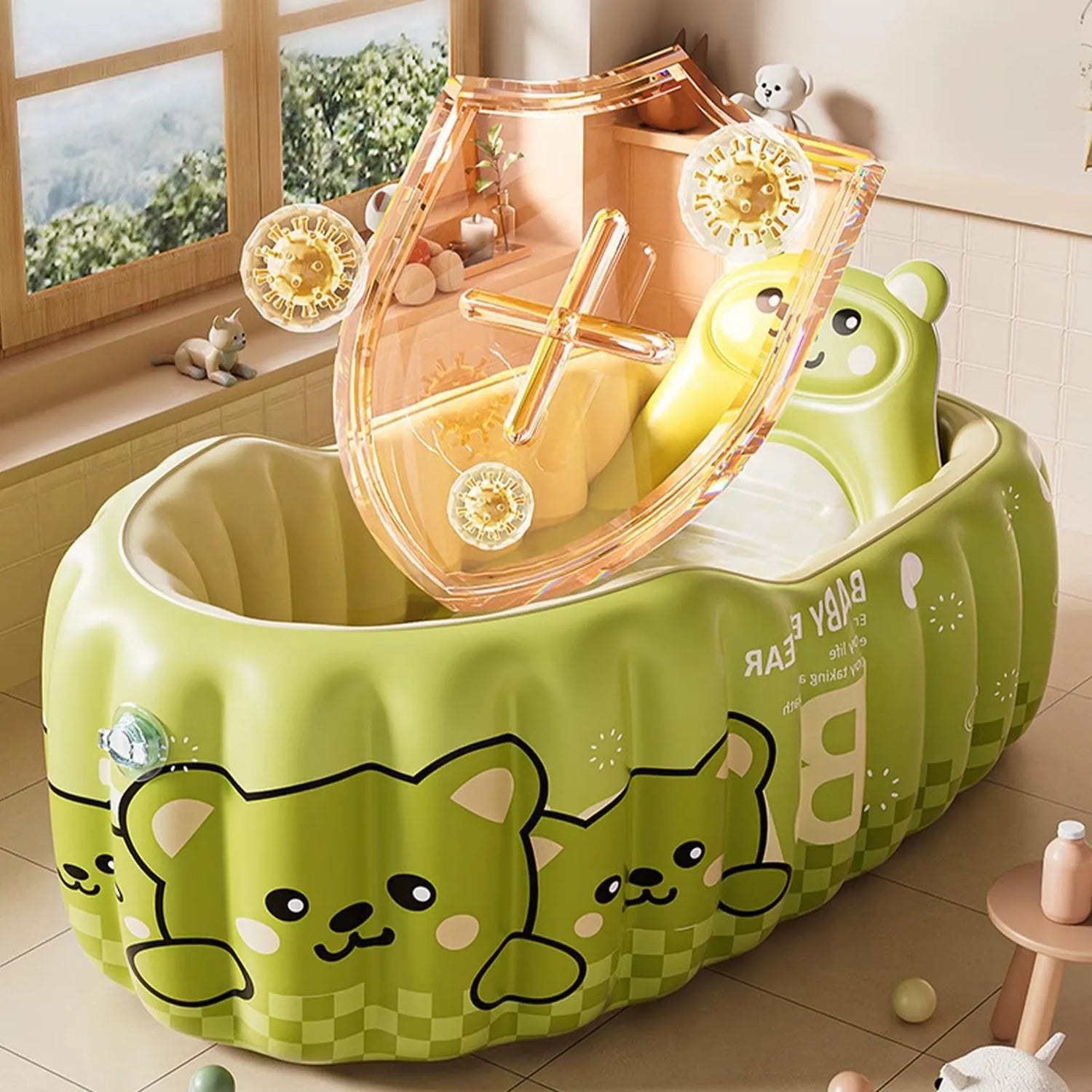 Baignoire bébé gonflable évolutive avec support dorsal et parois épaisses