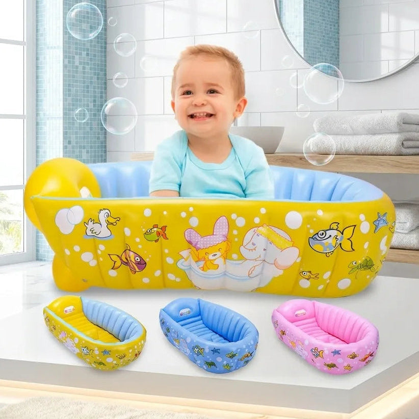 Bebe dans baignoire gonflable jaune et trois coloris disponibles