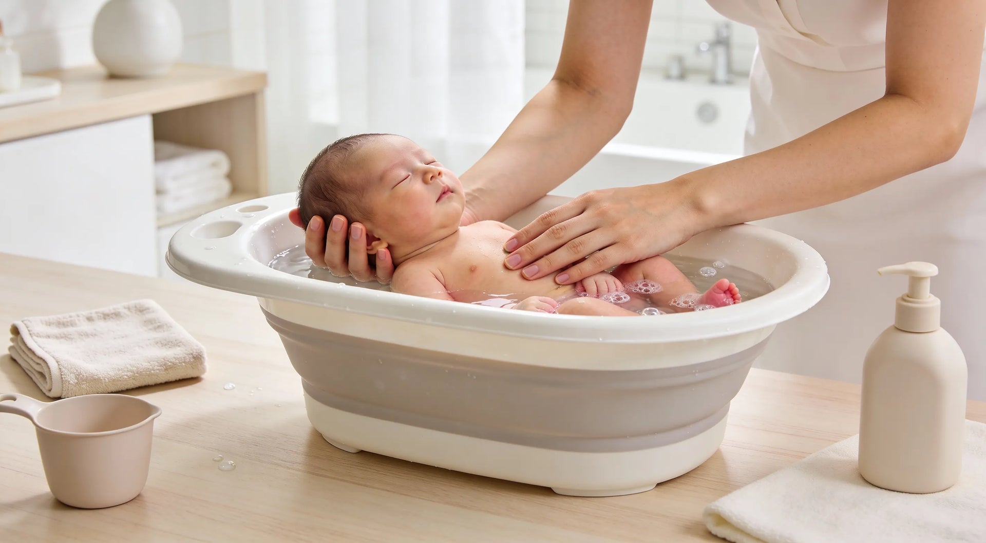  Baignoire bébé adaptée au bain du nouveau-né avec sa maman