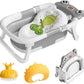 Baignoire bébé pliable grenouille  couleur grise avec coussin et thermomètre intégré