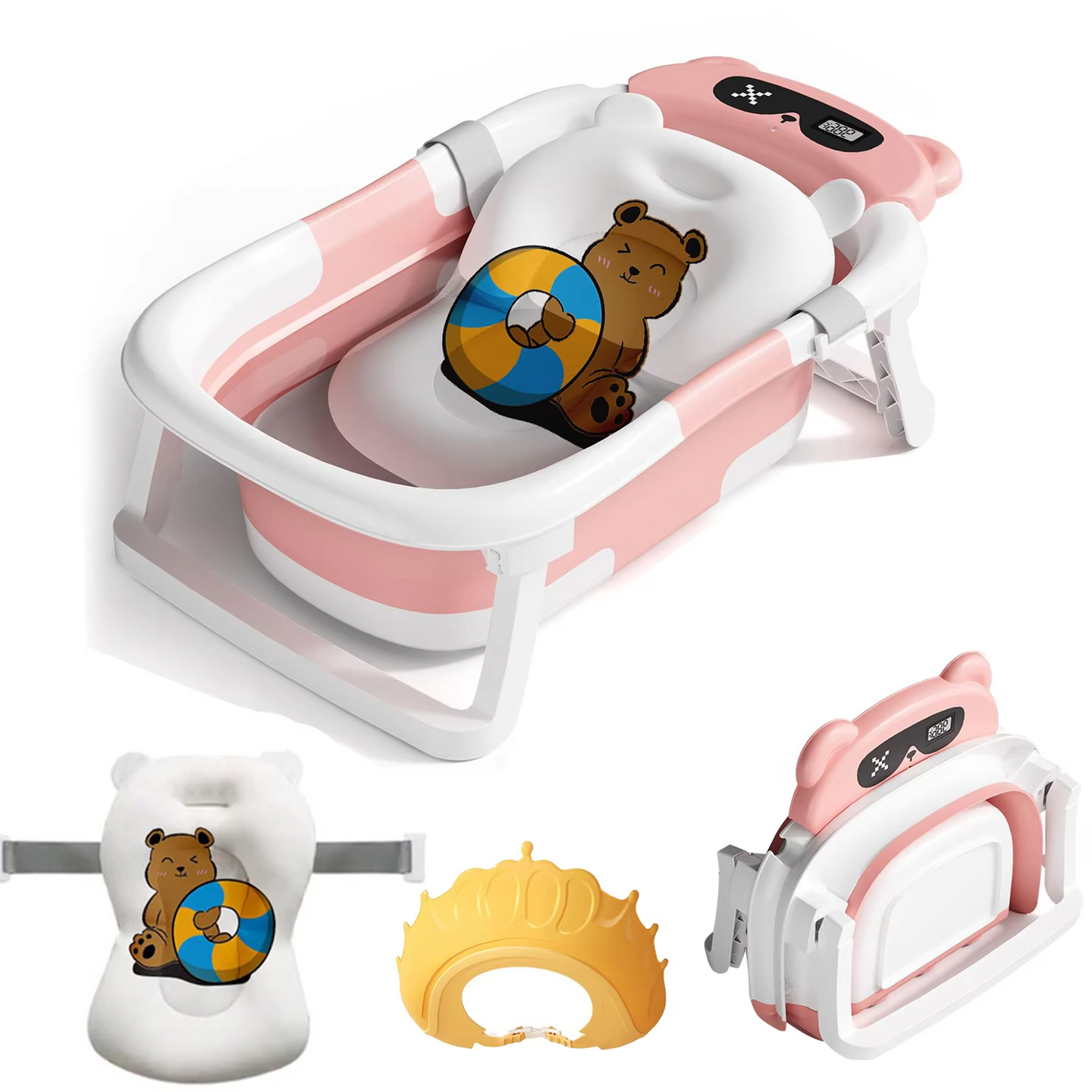 Baignoire bébé pliable panda couleur rose