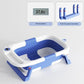 Baignoire bébé pliable bleue avec thermomètre digital 37,8°C et pieds amovibles