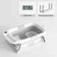 Baignoire bébé pliable grise avec thermomètre digital et pieds de support amovibles