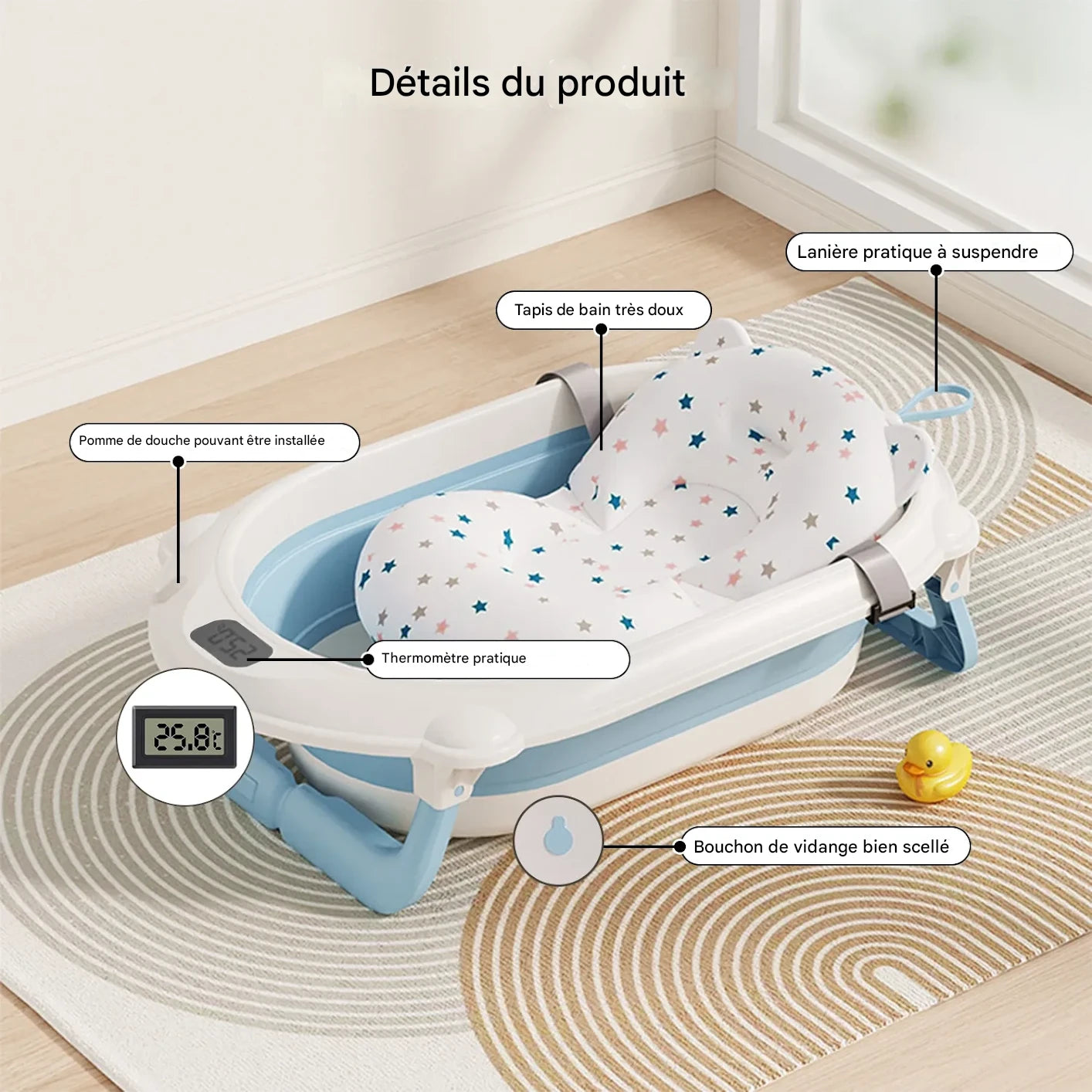 Baignoire bébé sans les pieds avec coussin