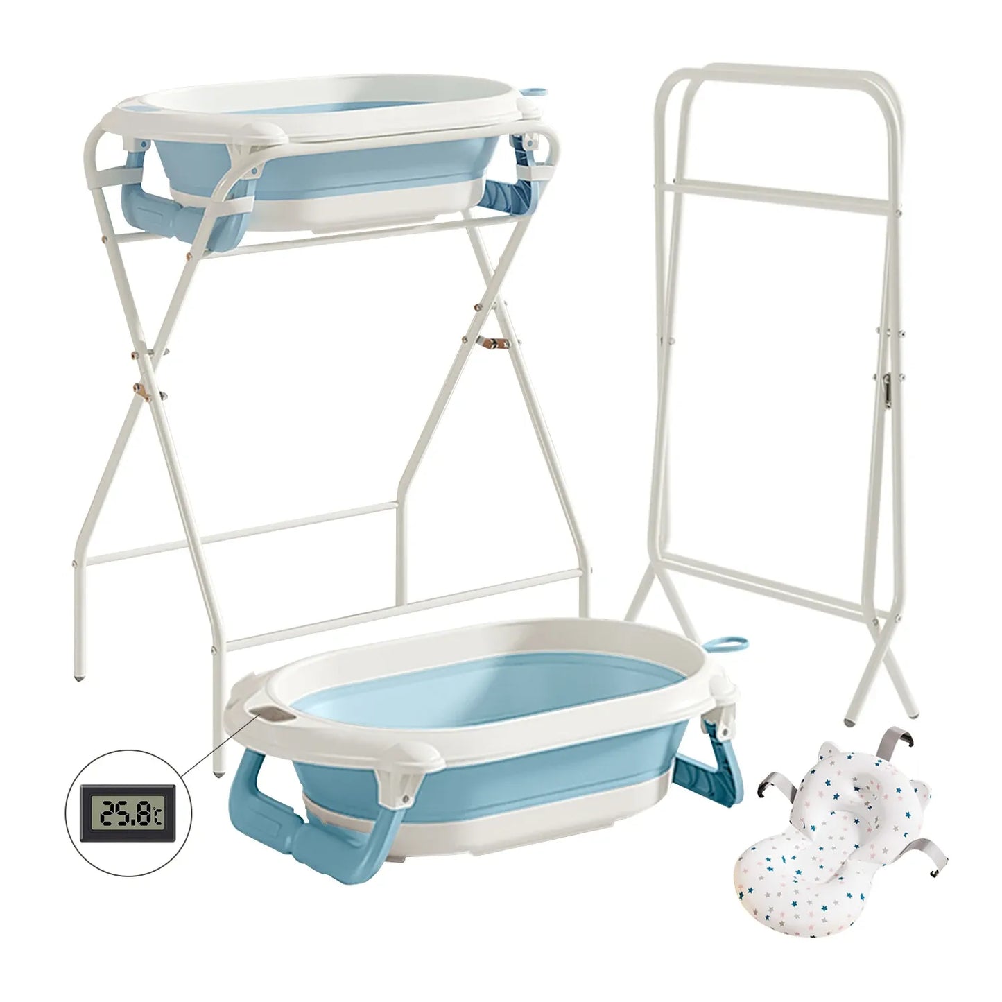 Baignoire bébé sur pied 3 en 1 et ses différentes parties