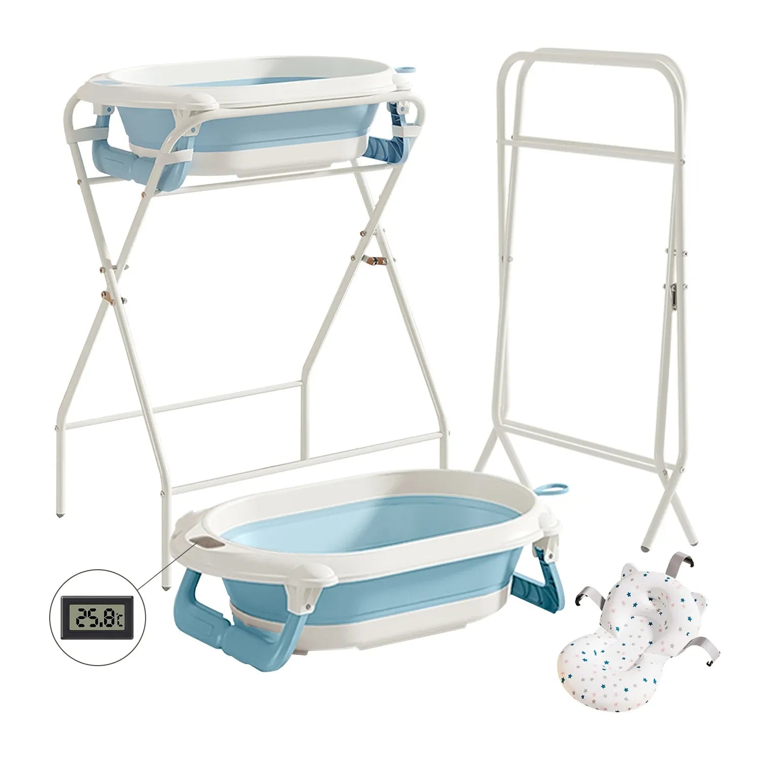 Baignoire bébé sur pied 3 en 1 et ses différentes parties
