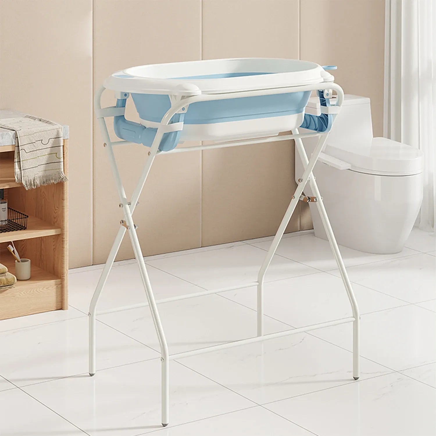 Baignoire bébé sur pied 3 en 1 bleu