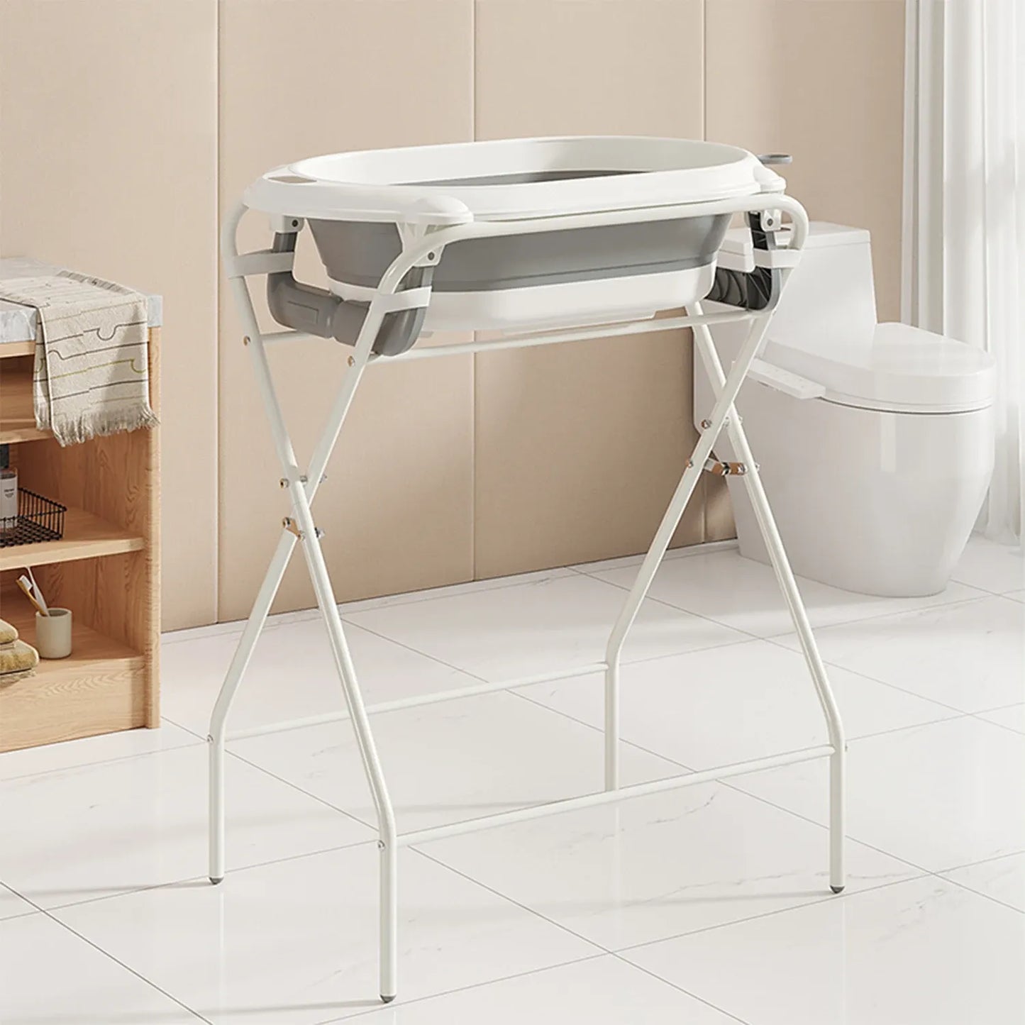 Baignoire bébé sur pied 3 en 1 gris