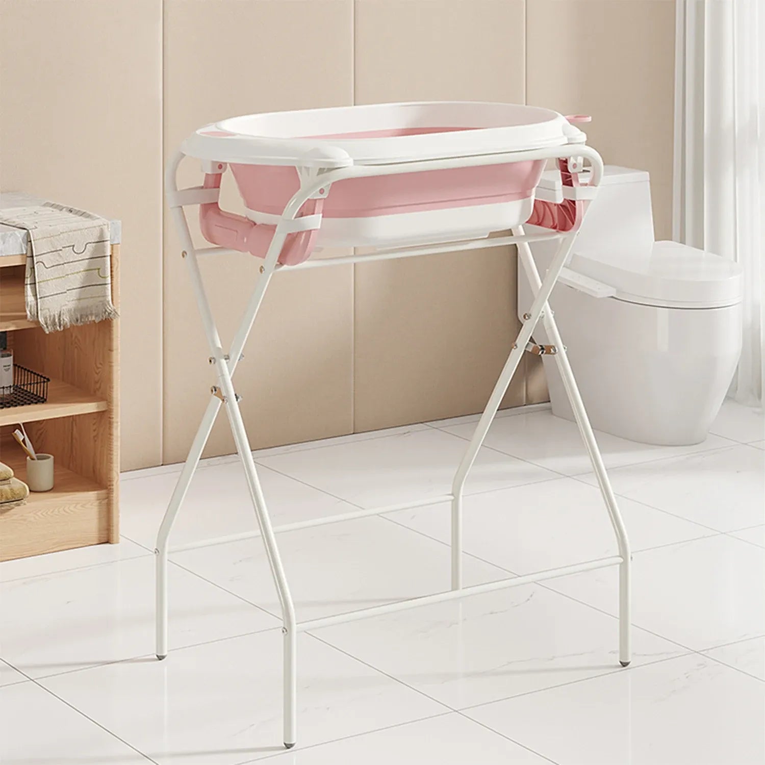 Baignoire bébé sur pied 3 en 1 rose