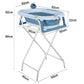 Version bleue de la baignoire bébé sur pied pliable avec dimensions