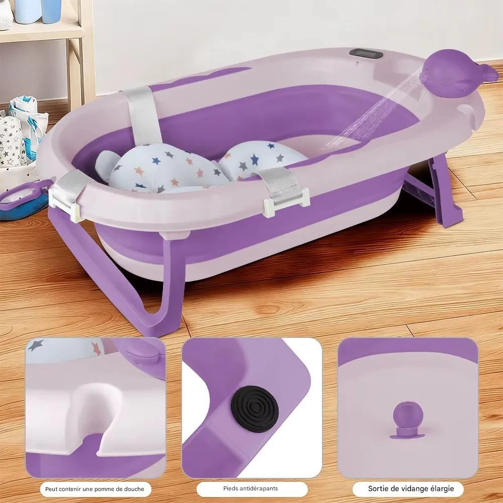 Baignoire bébé violette avec pieds antidérapants et vidange élargie