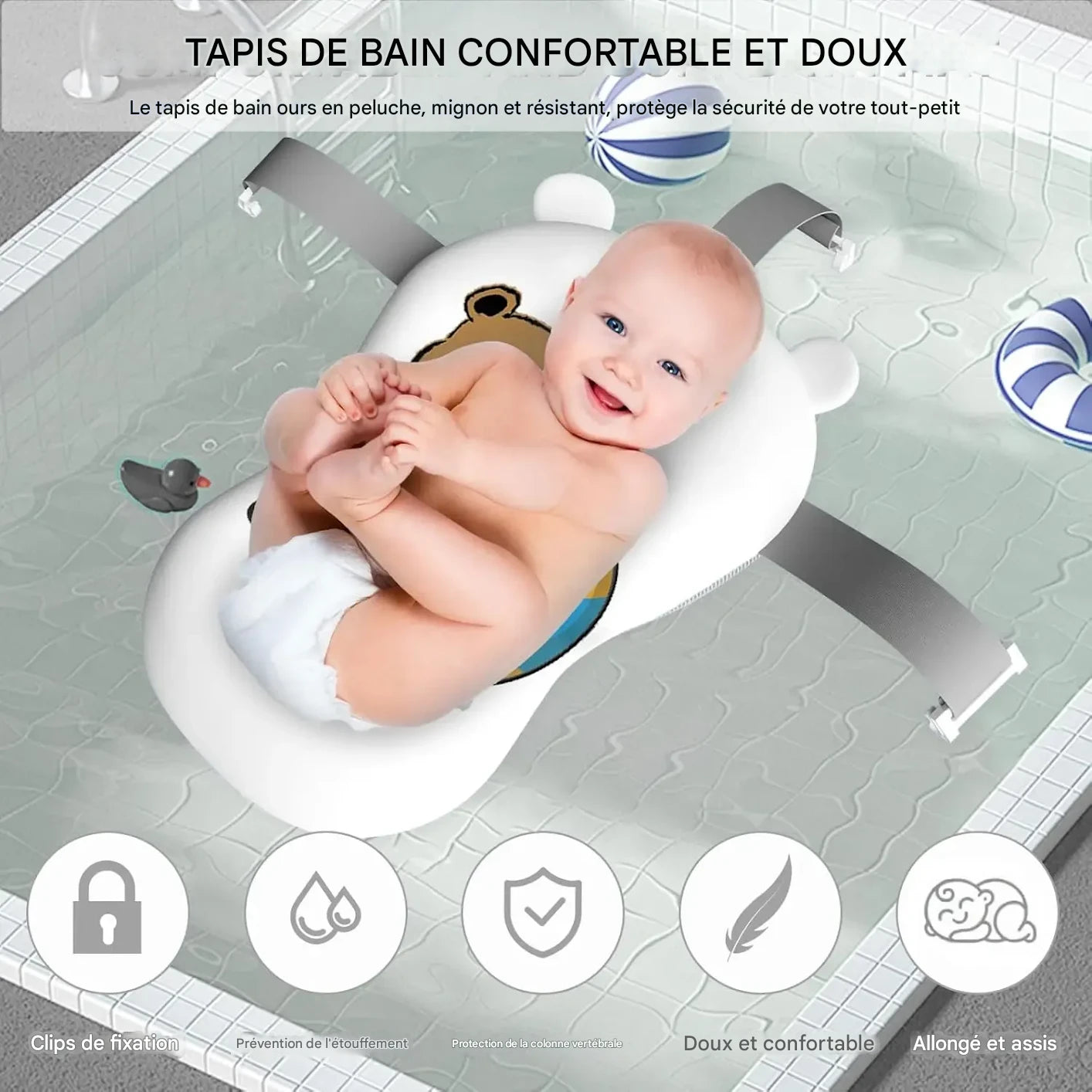 Caractéristiques baignoire bébé pliable grenouille