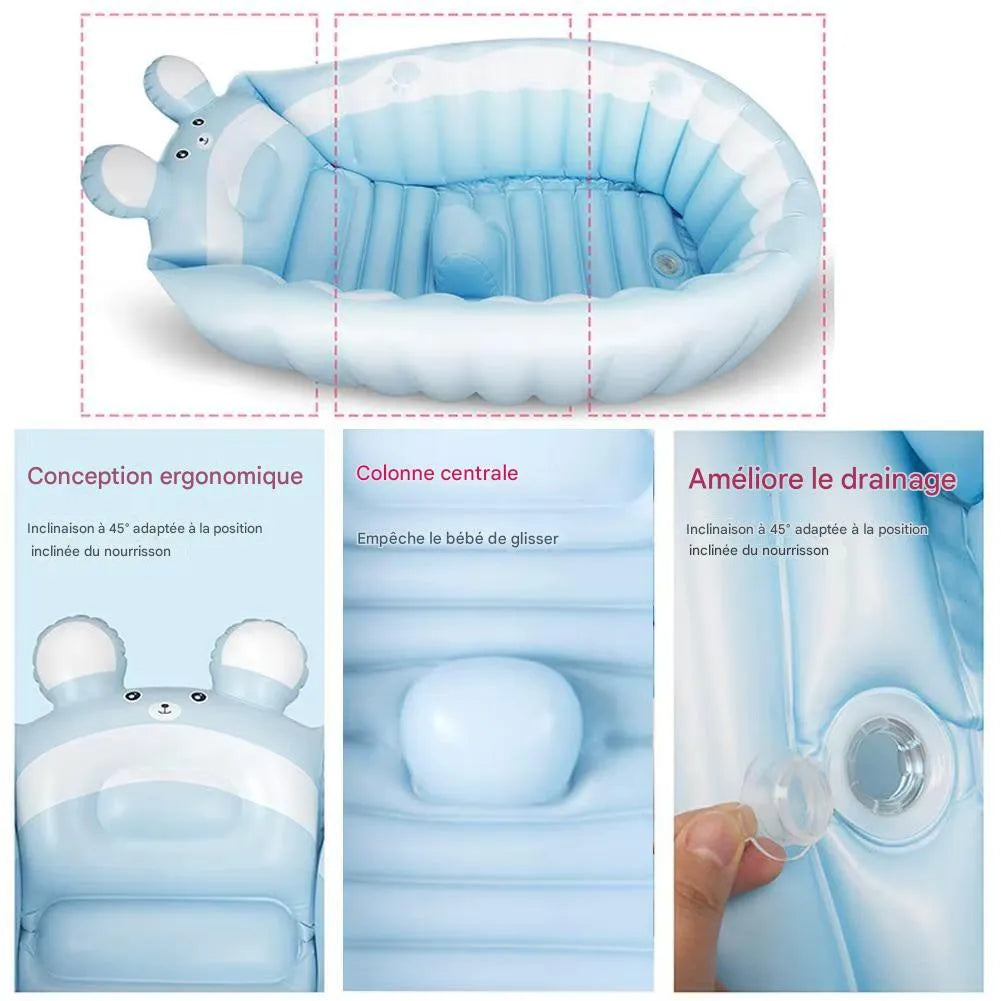 Colonne centrale antidérapante d’une baignoire bébé gonflable évolutive