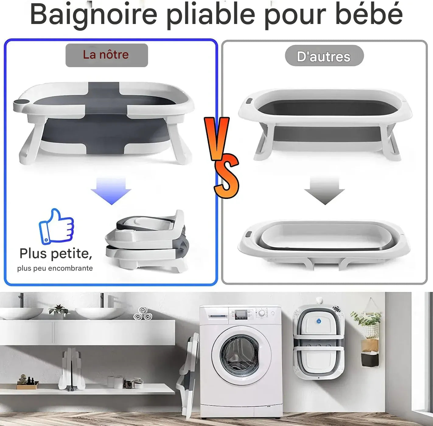 Comparaison entre baignoire bébé pliable et baignoire classique