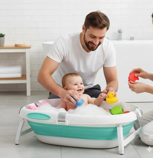 Coussin de baignoire bébé enveloppant cocon de bain utilisé dans une baignoire avec bébé