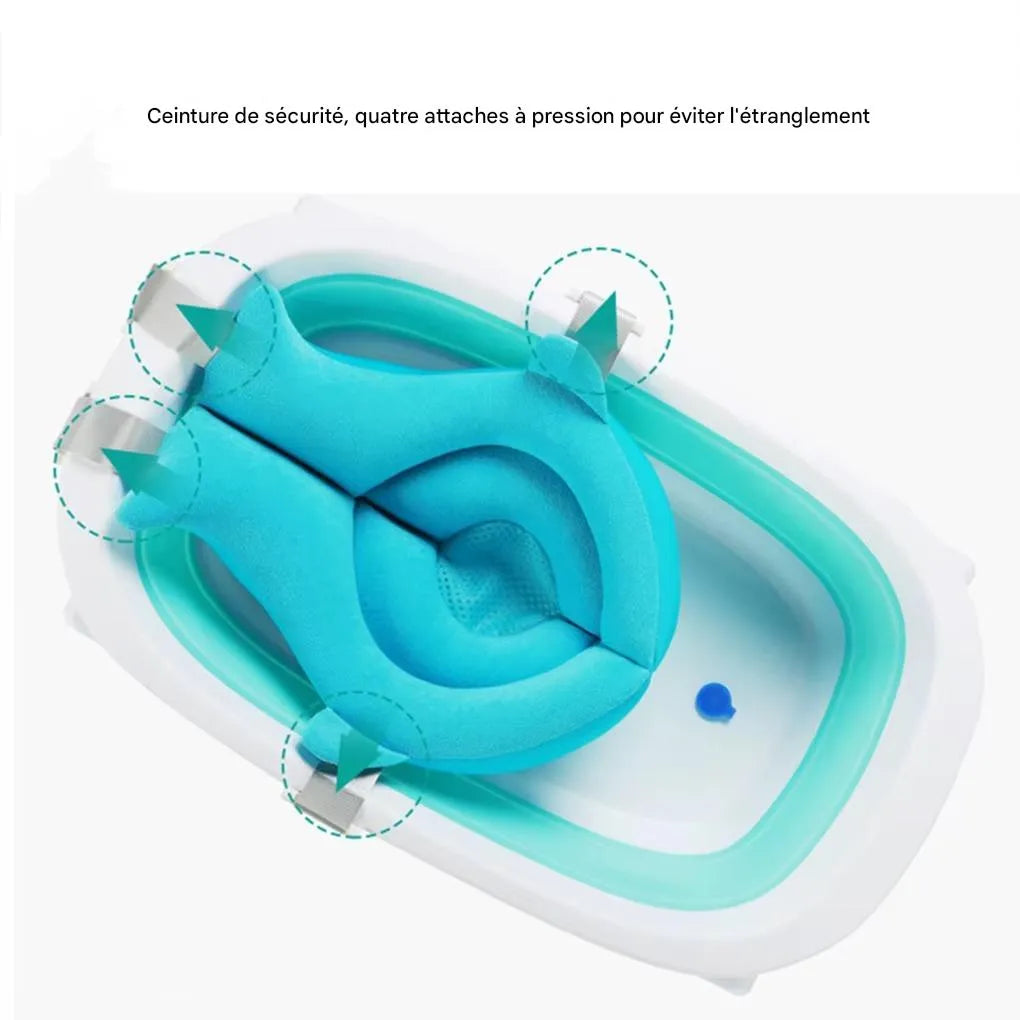 Coussin baignoire bébé Cocon bain forme enveloppante sangle 4 appuis