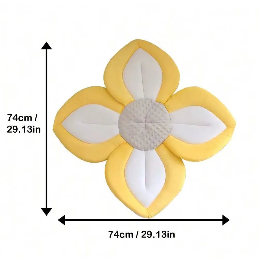 Dimension : coussin de baignoire pour bébé en forme de fleur douce. 