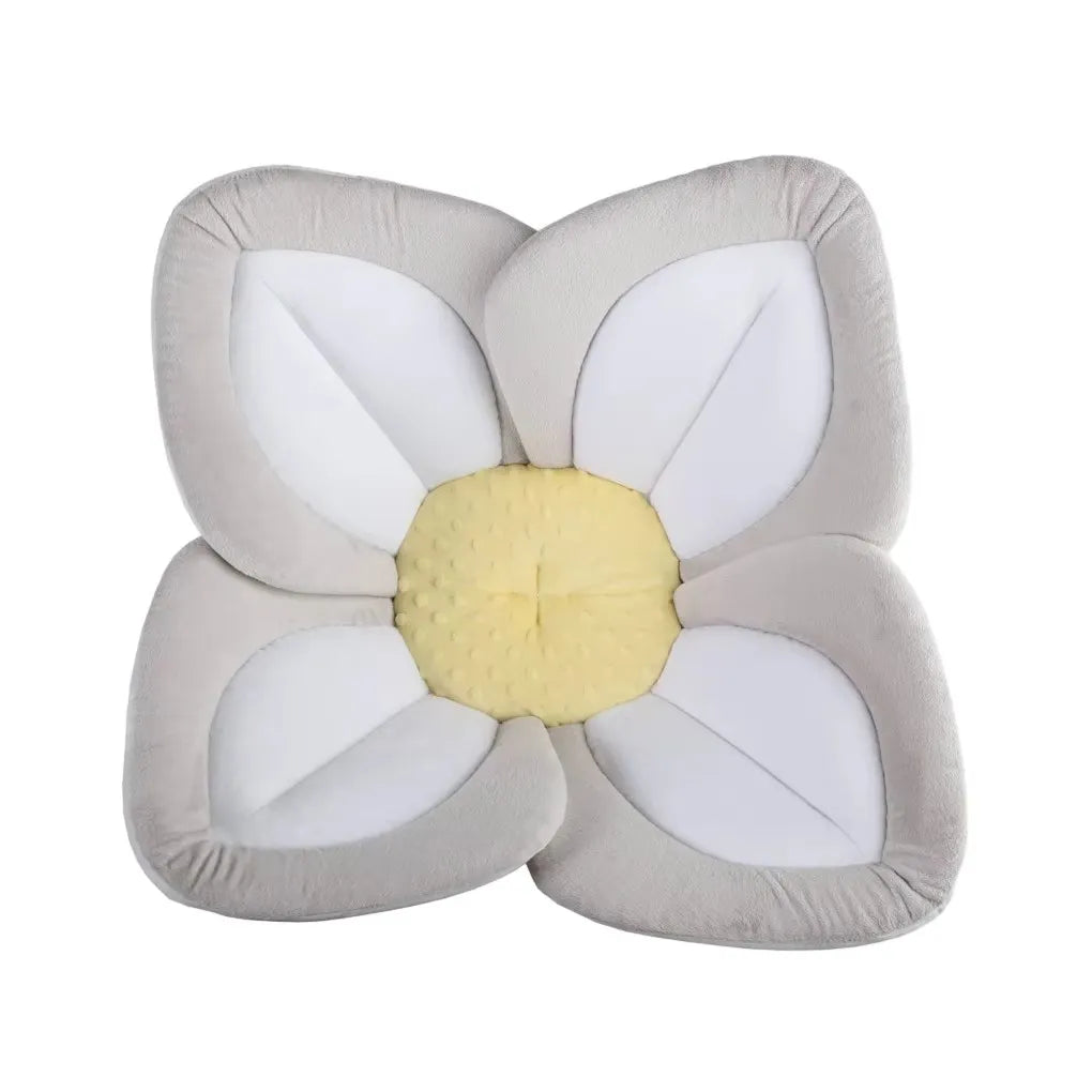 Coussin de baignoire pour bébé en forme de fleur douce variante gris