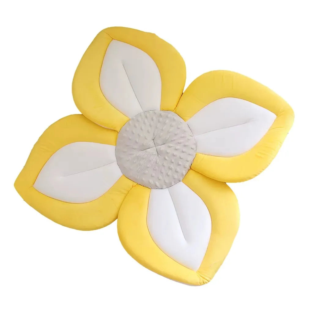 Coussin de baignoire pour bébé en forme de fleur douce variante jaune