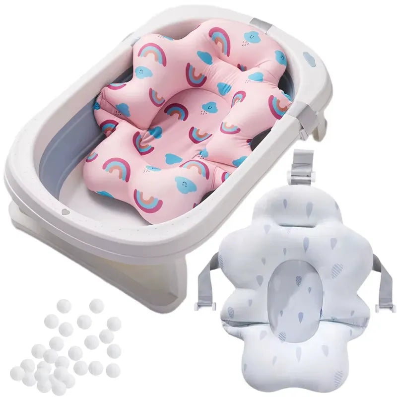 Vue complète du coussin de bain bébé nuage flottant antidérapant sans baignoire