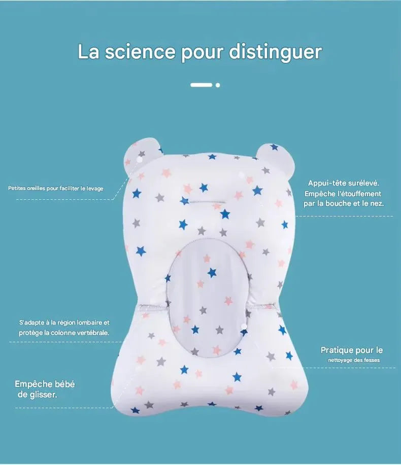 Coussin de baignoire bébé antidérapant – ourson ergonomique