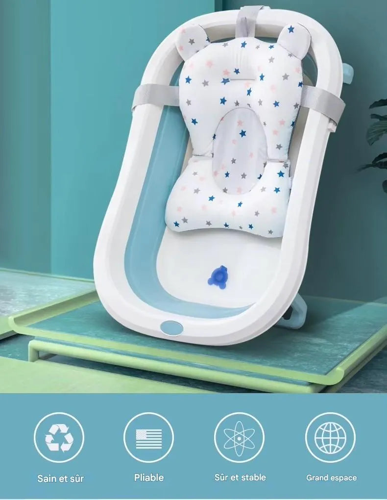 Coussin de baignoire bébé antidérapant en forme d’ourson ergonomique avec maintien du corps