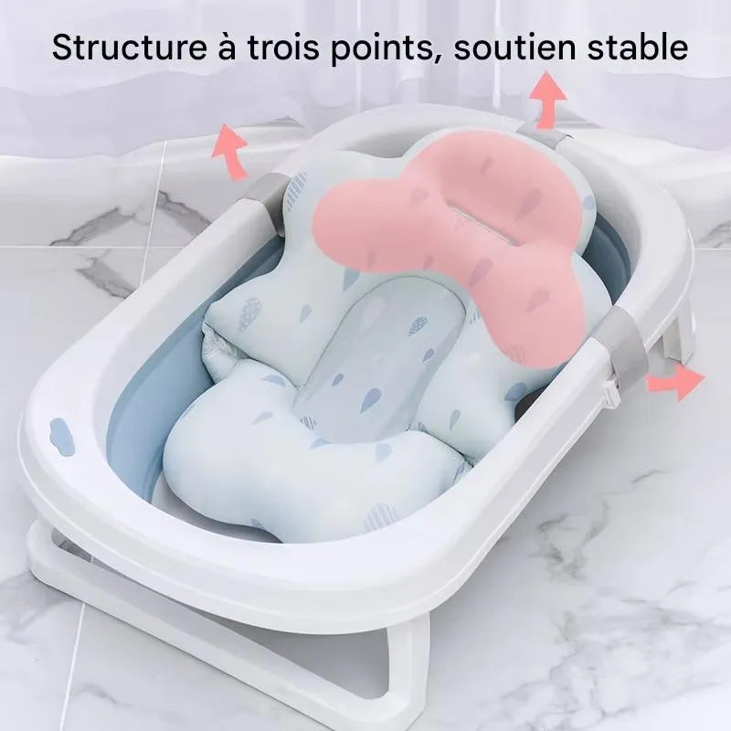 Structure à trois points du coussin de baignoire bébé antidérapant assurant un maintien stable