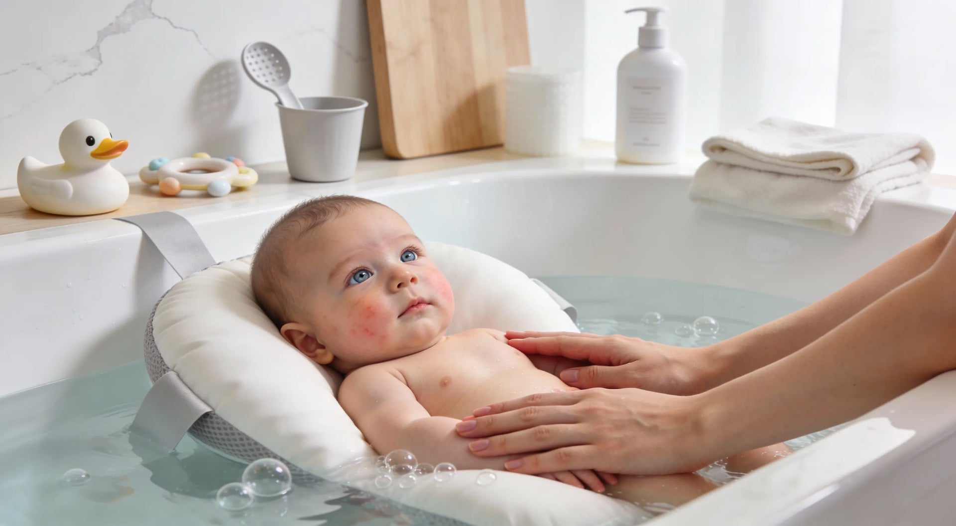  Coussin de baignoire bébé utilisé pendant le bain avec sa maman