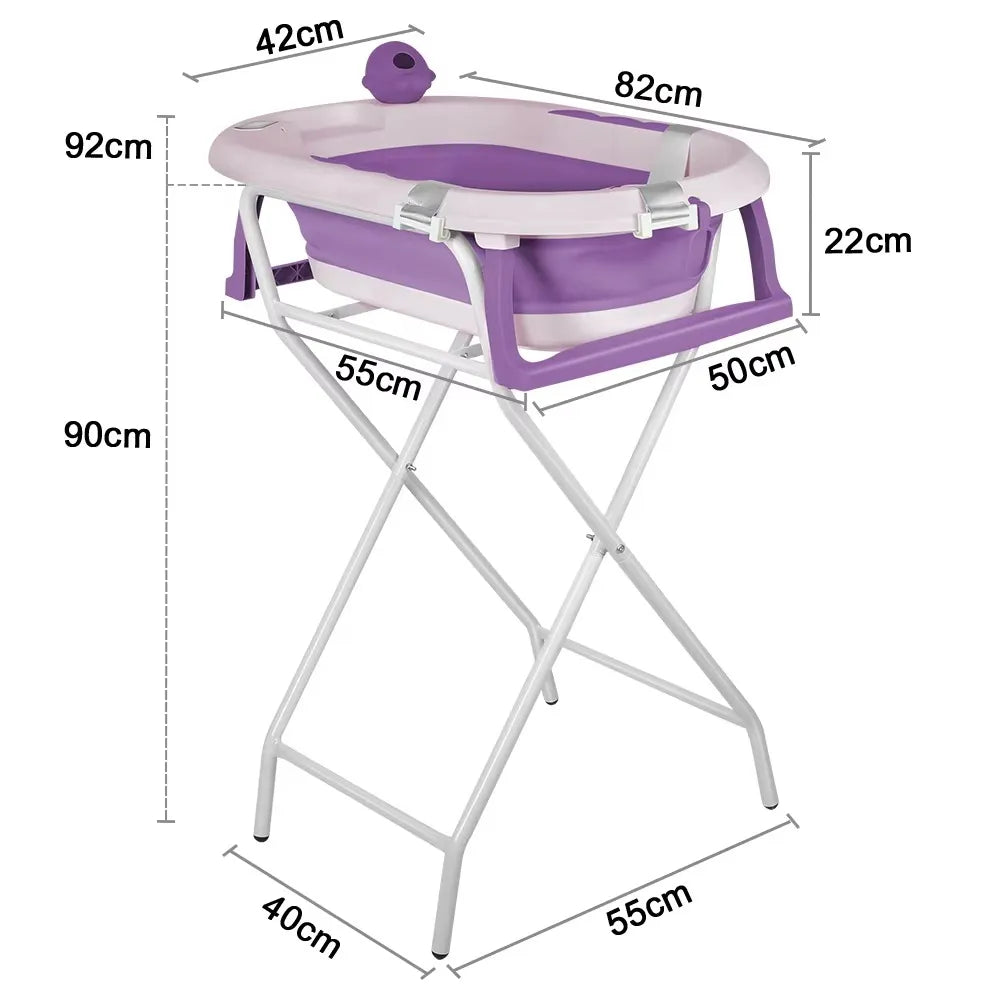 Dimensions d’une baignoire bébé pliable sur pied de 82 cm