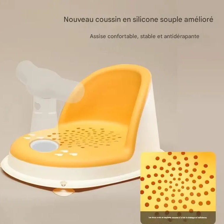 perforations d’évacuation de l’eau du siège de baignoire bébé sécurisé