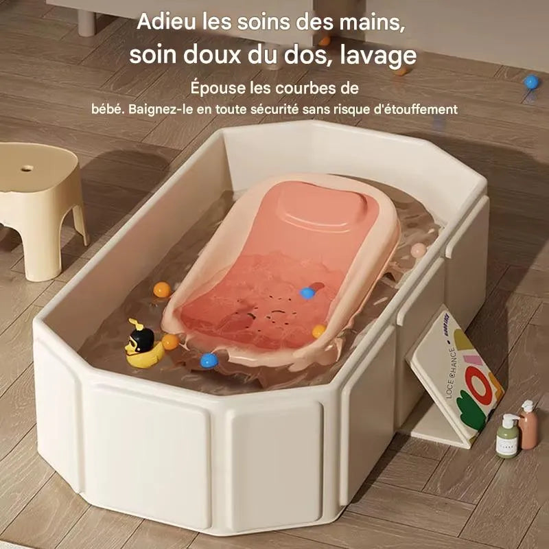 Grande baignoire bébé offrant un bain confortable et sécurisé pour le dos