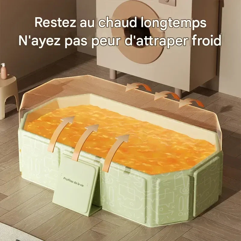 Grande baignoire bébé conçue pour conserver la chaleur de l’eau plus longtemps