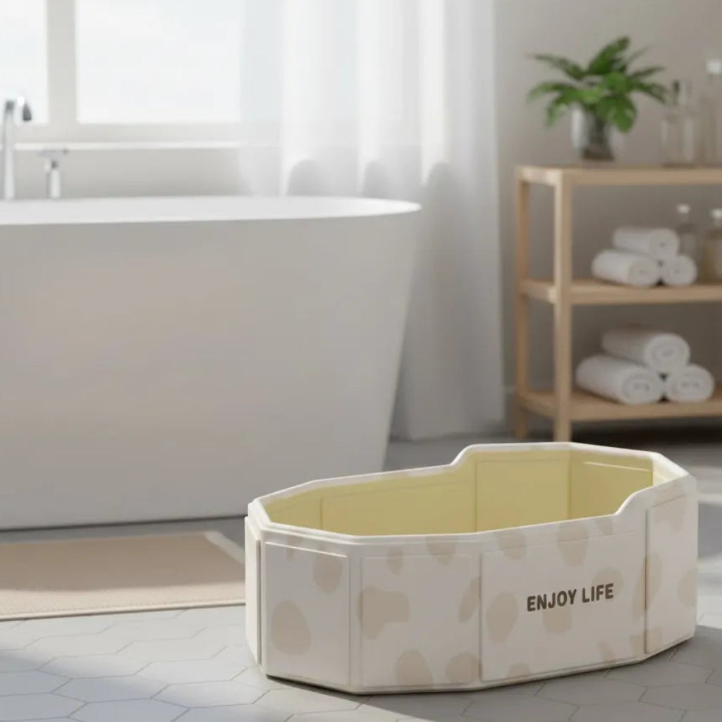 Grande baignoire bébé pliable motif petits nuages pour enfant