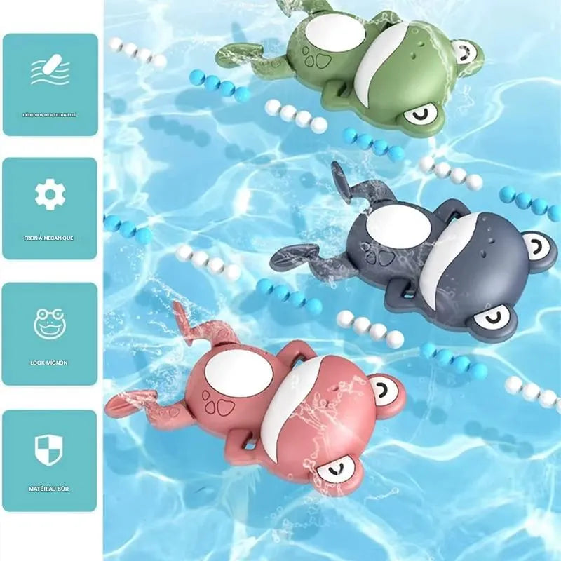 Jouets de baignoire bébé grenouille en plusieurs couleurs font la coursse