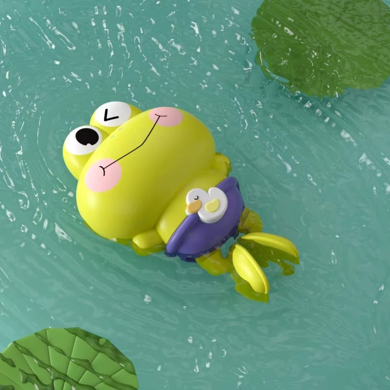 Jouet pour bain de bébé grenouille, couleur verte.