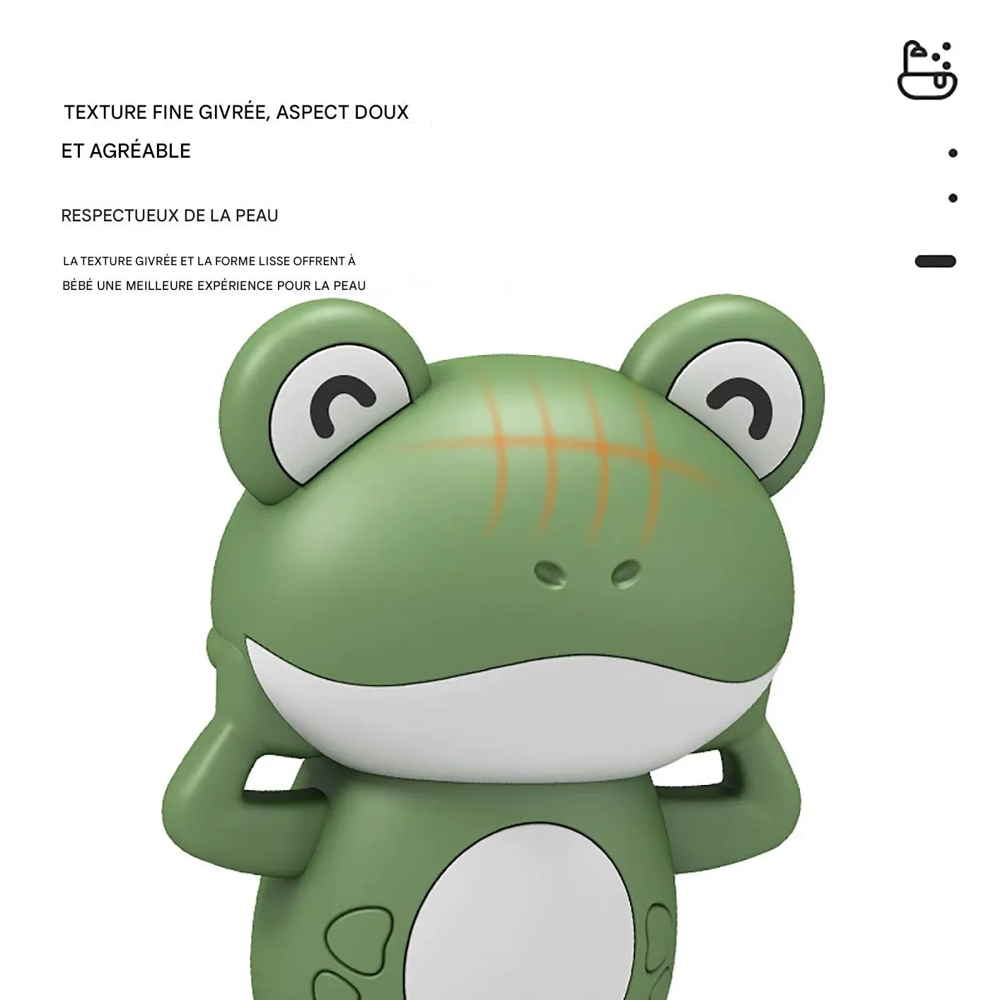 Texture douce en ABS du jouet de bain bébé grenouille