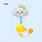 Jouet bain bébé nuage arc-en-ciel avec dimensions 15,5 x 31 cm sur fond bleu clair