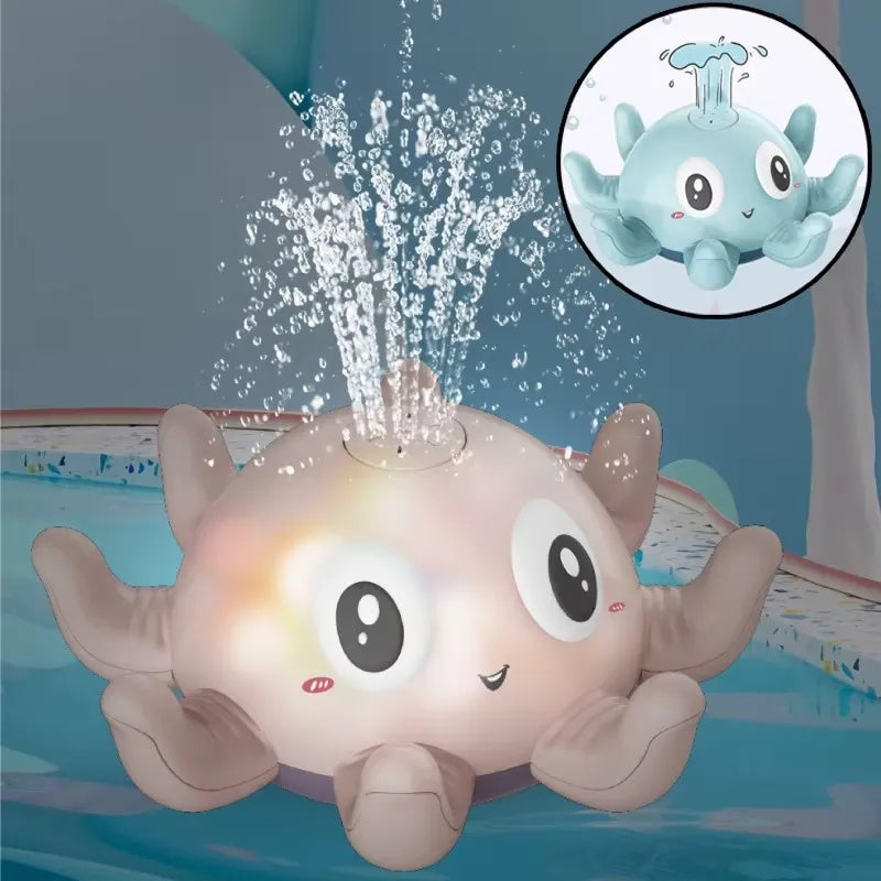 Jouet de bain bébé pieuvre avec fontaine d’eau lumineuse dans la baignoire