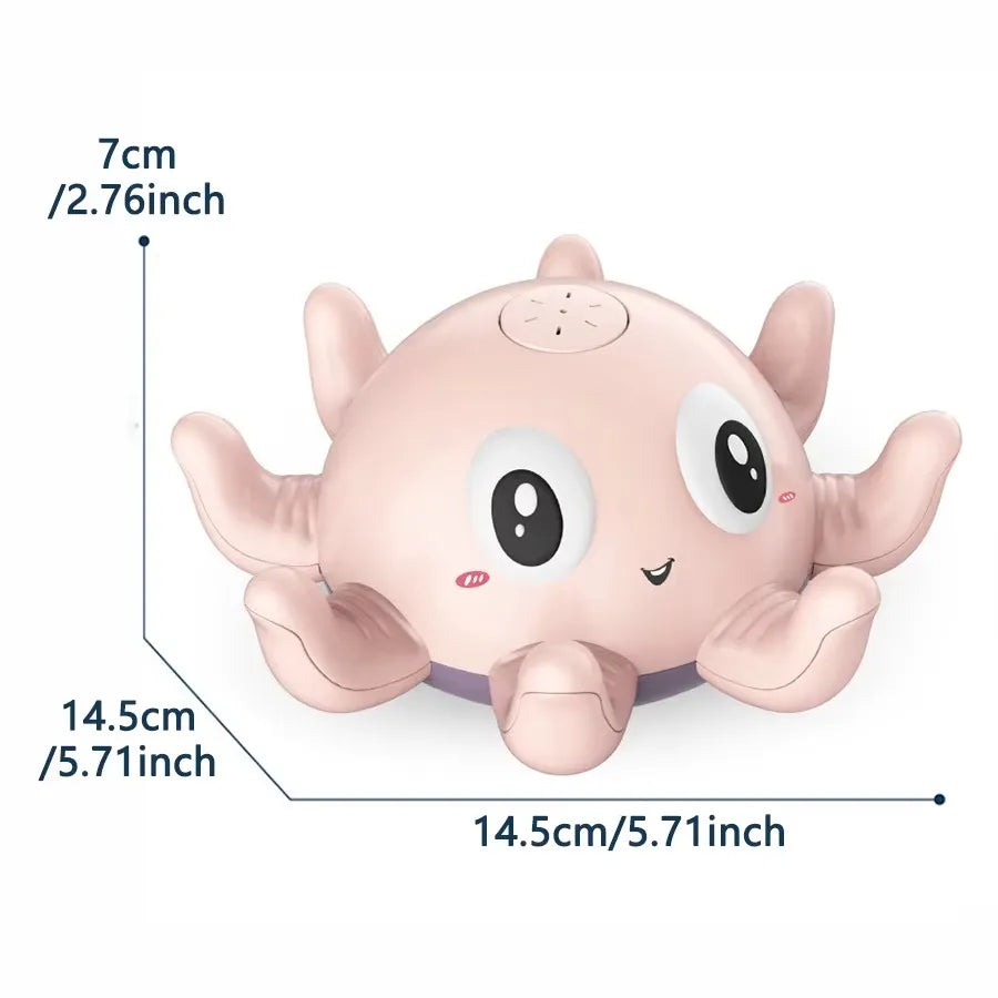 Taille et proportions du jouet de bain bébé pieuvre fontaine lumineuse