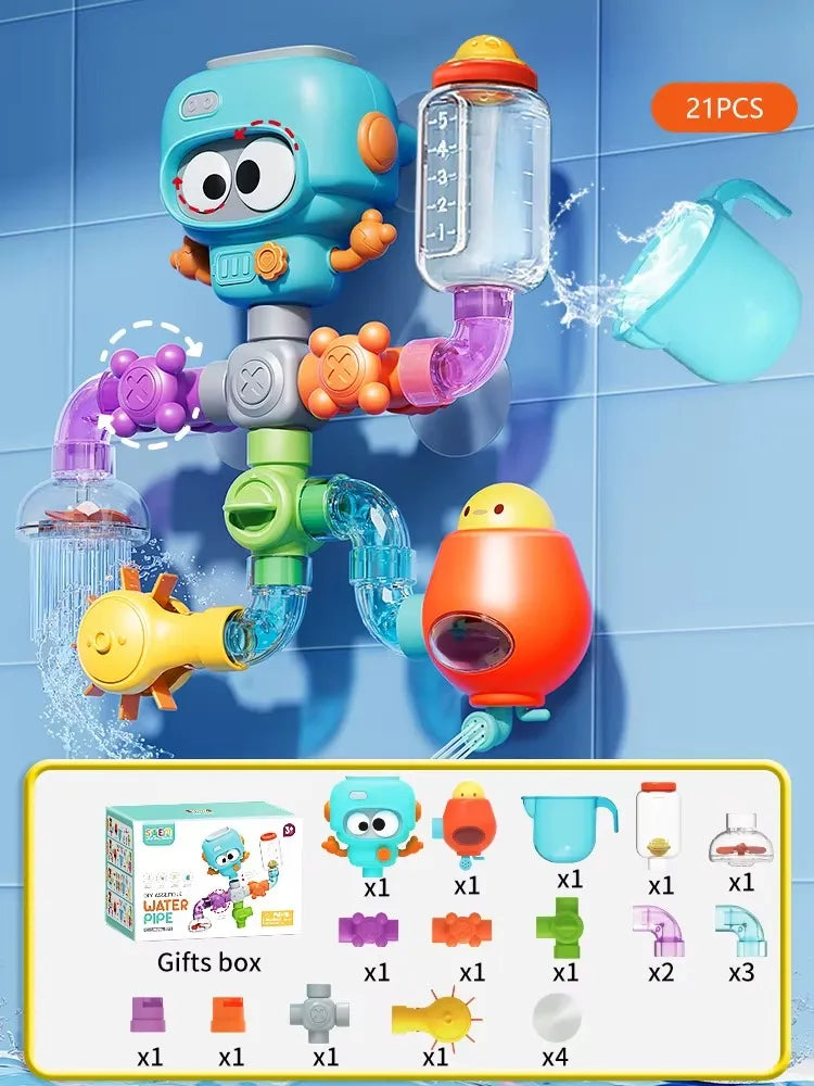 Jouet robot bain 21 pièces avec liste détaillée des composants inclus