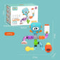 Jouet bain bébé robot tuyaux 21 pièces avec boîte STEM sur fond turquoise