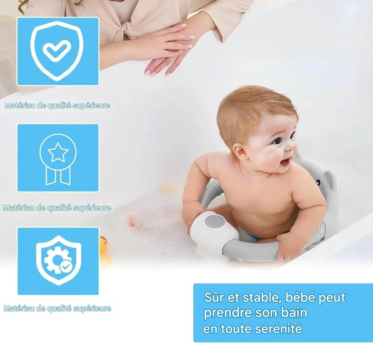 Dossier ergonomique du siège de baignoire bébé enveloppant pour un bon maintien du dos